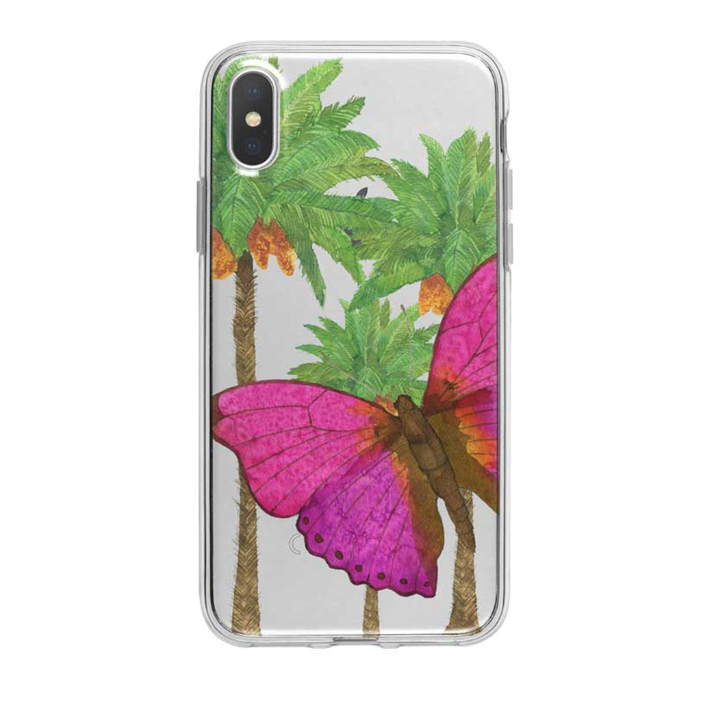 Hot Pink Tropical Butterfly iPhone Case by Tiny Quail