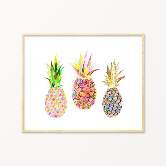 Pineapple Watercolor Archival Wall Art Print From Snoogs and Wilde