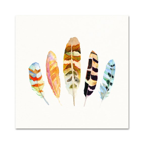 Feathers Watercolor Archival Wall Art Print From Snoogs and Wilde