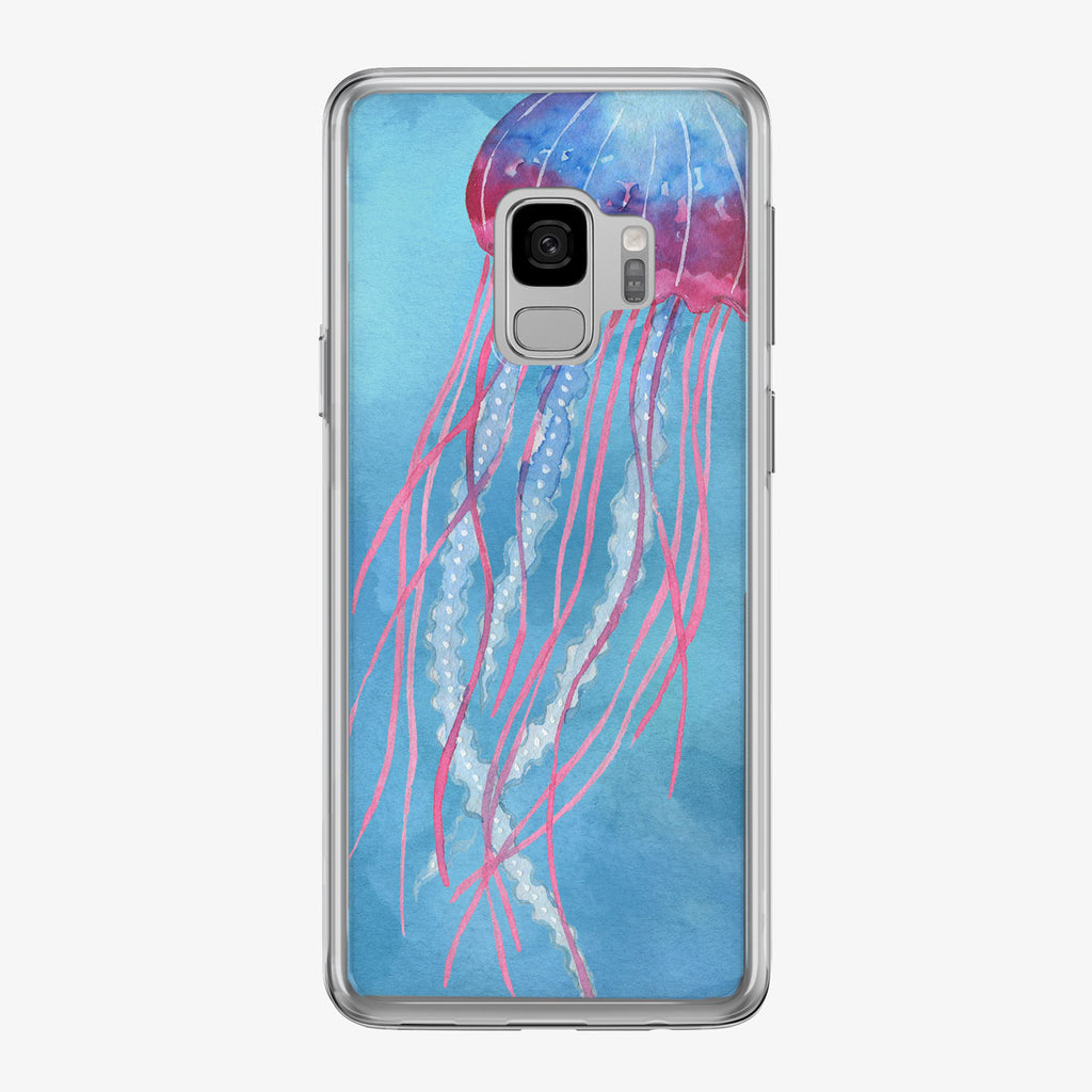Colorful Jellyfish On Blue Samsung Galaxy Phone Case from Tiny Quail