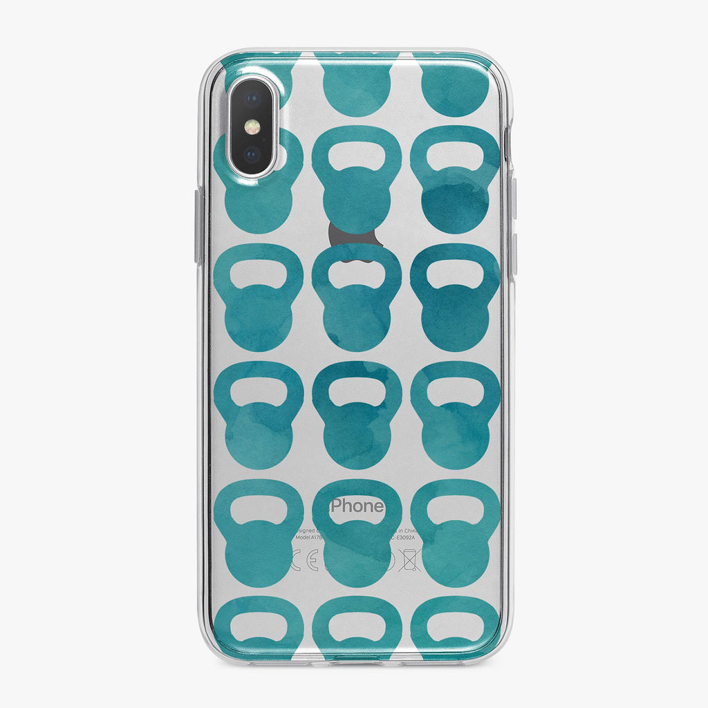 Blue Watercolor Kettle Balls Fitness Designer iPhone Case From Tiny Quail