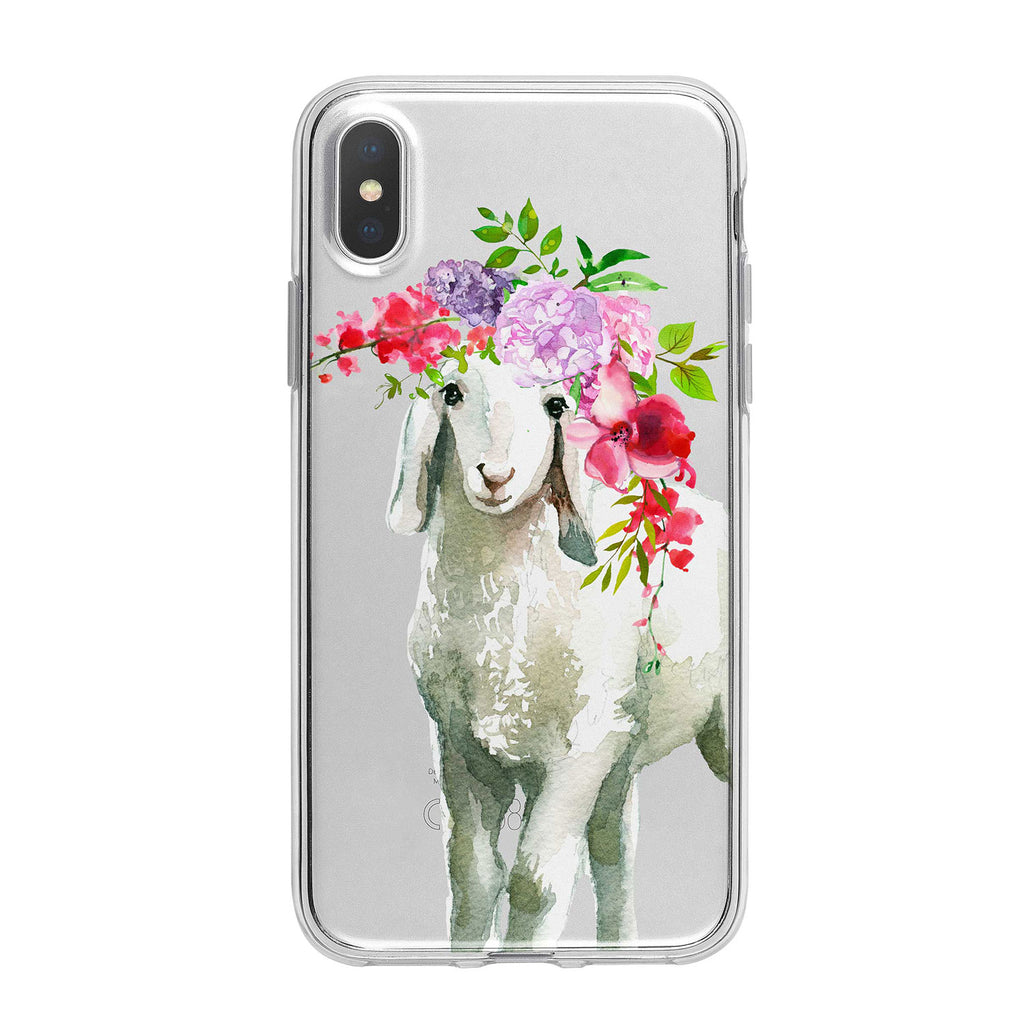 Cute Floral Lamb Clear iPhone Case from Tiny Quail