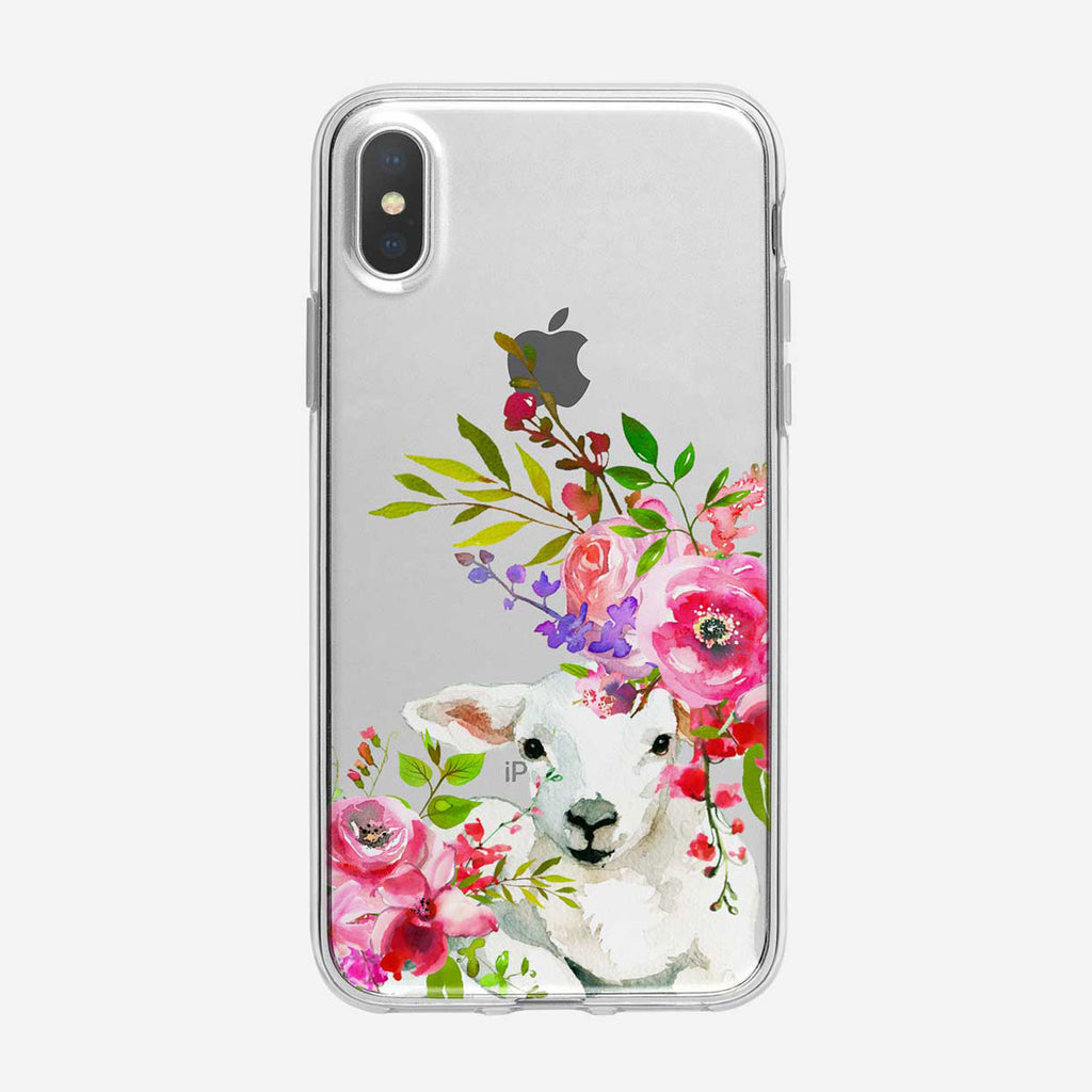 Adorable Floral Lamb Clear iPhone Case from Tiny Quail
