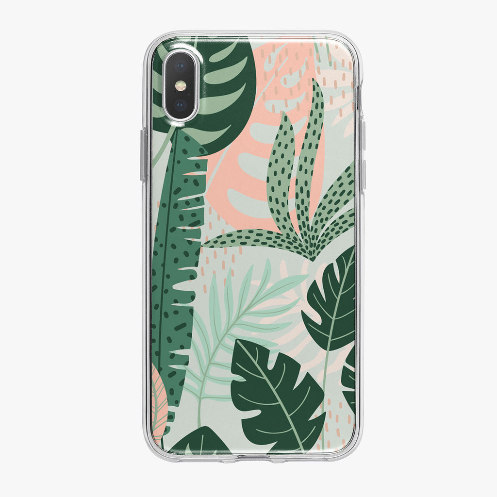 Stylized Jungle Leaves Pattern iPhone Case from Tiny Quail
