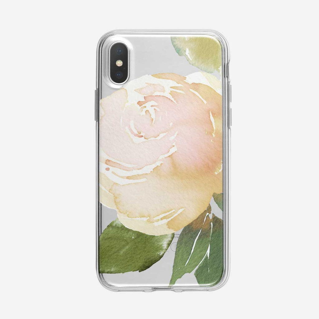 Large White Rose Clear iPhone Case From Tiny Quail