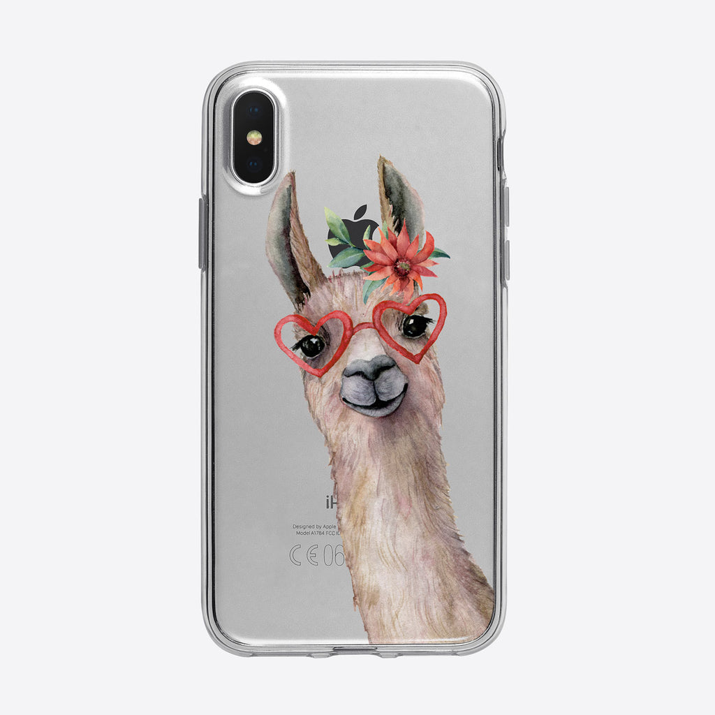 Llama with glasses iPhone Case from Tiny Quail