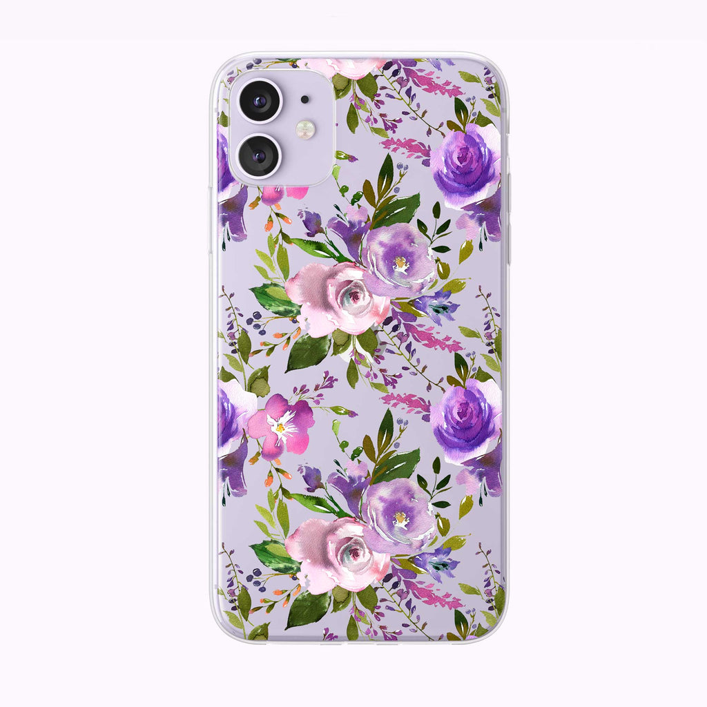 Lovely Springtime Purple Roses Pattern iphone case from Tiny Quail