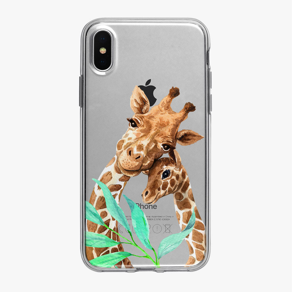Mother and Cute Baby Giraffe Clear iPhone Case from Tiny Quail