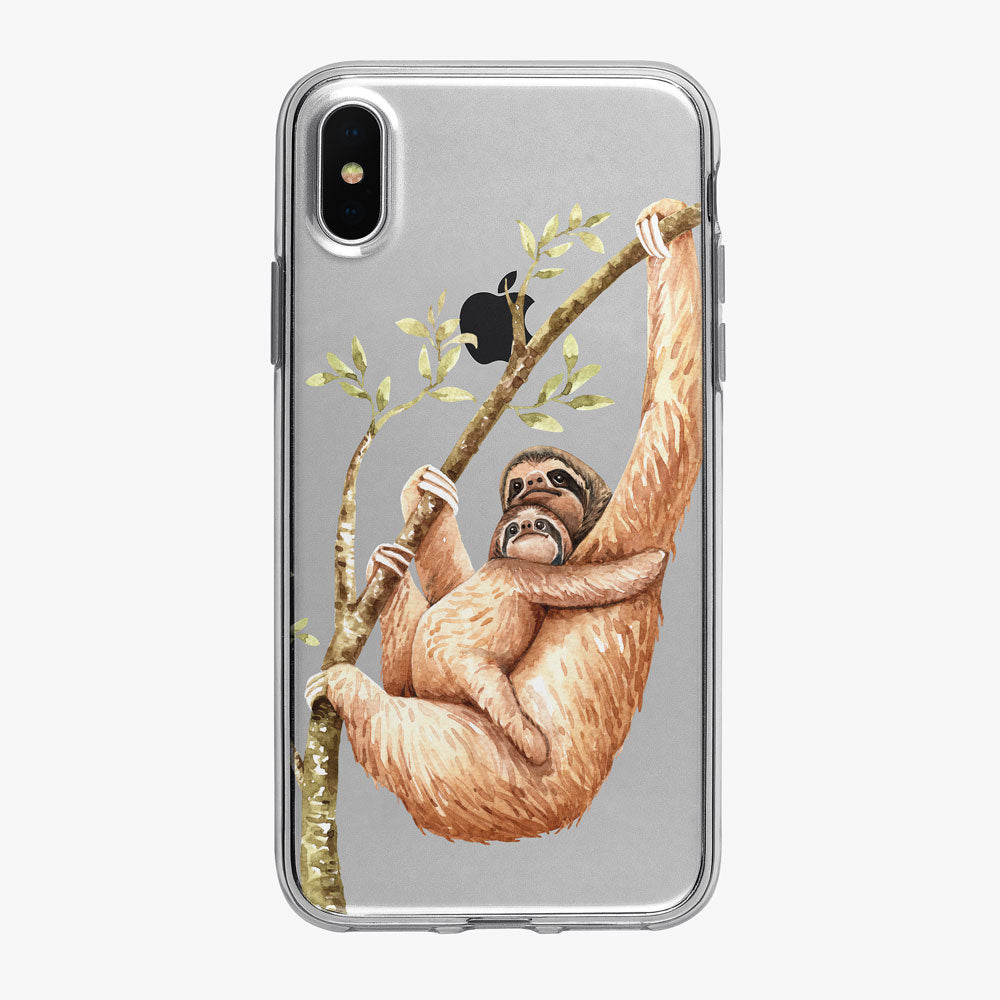 Cute Watercolor Sloth Mom and Baby iPhone Case From Tiny Quail