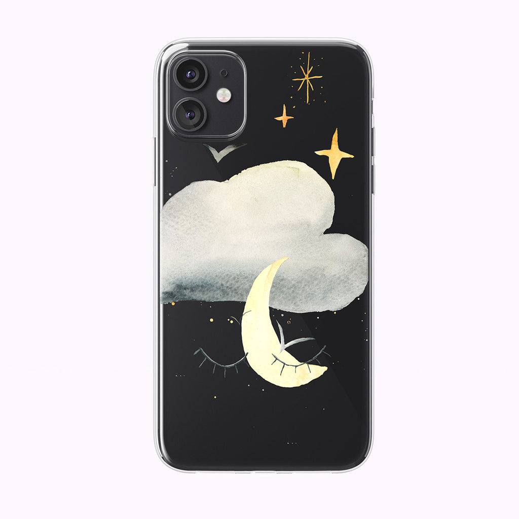 Magical Moon With Eyes Clear iPhone Case from Tiny Quail
