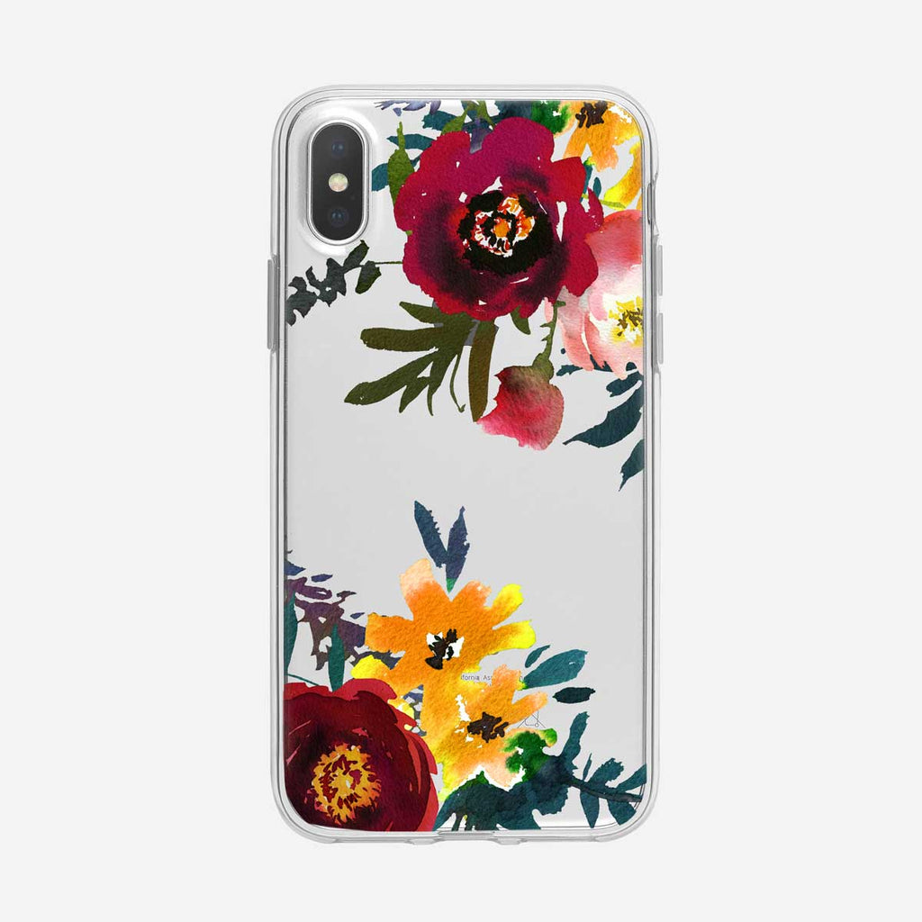 Multicolor Corner Floral Clear iPhone Case From Tiny Quail