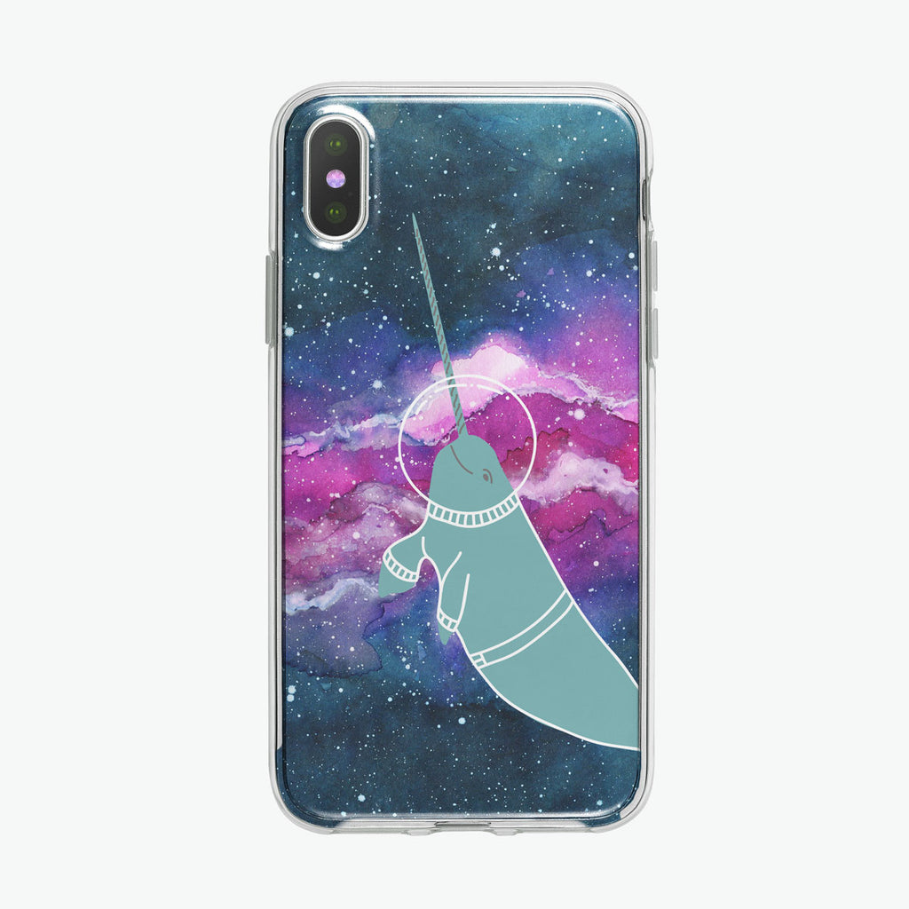 Narwhal in Space iPhone Case by Tiny Quail