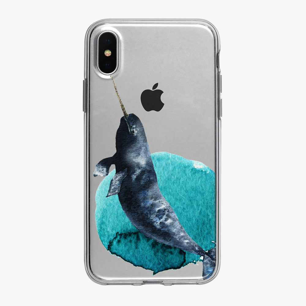 Breaching Narwhal Clear iPhone Case from Tiny Quail