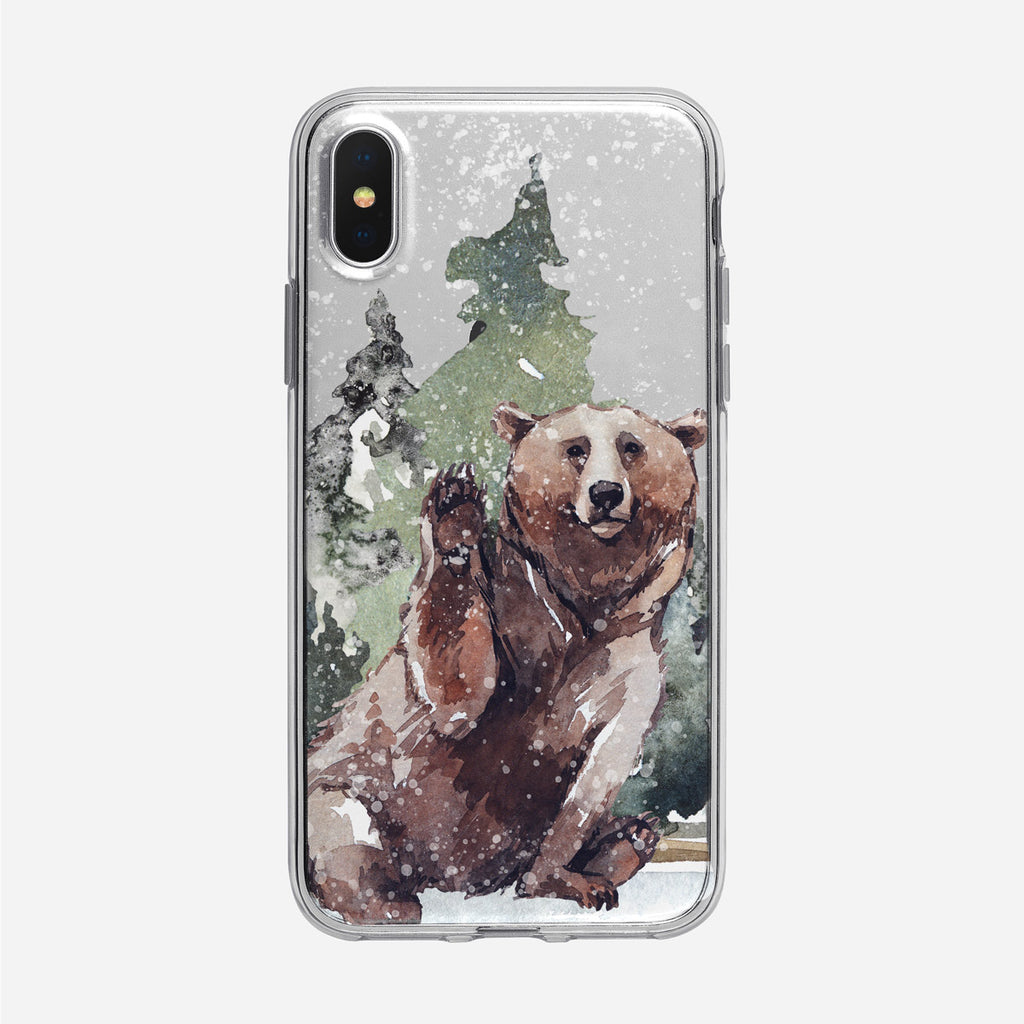 Waving Snowy Bear iPhone Clear Case from Tiny Quail