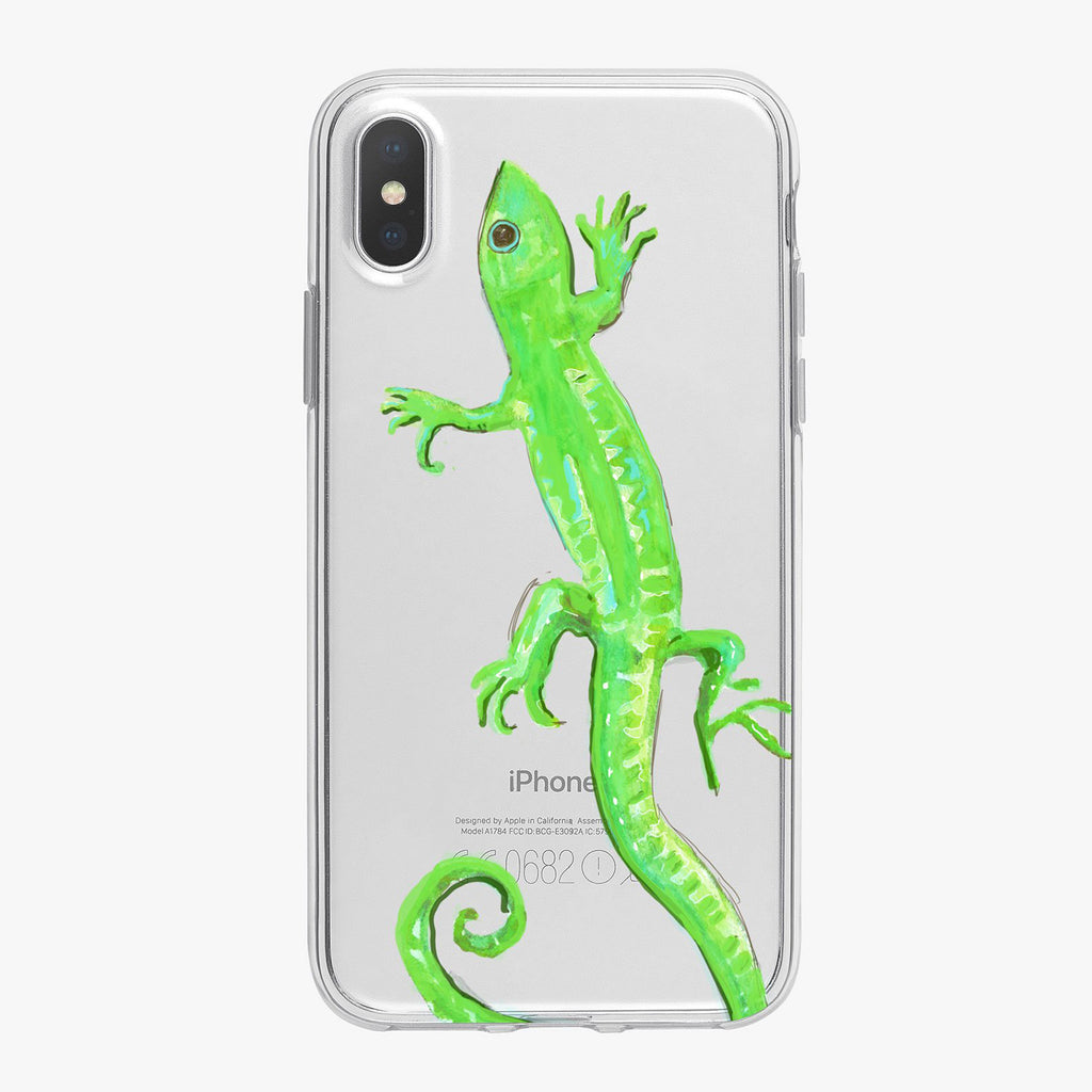 Green Watercolor Lizard Designer iPhone Case From Tiny Quail