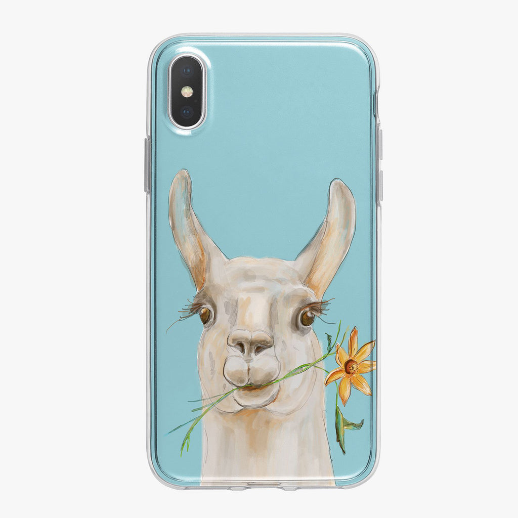 Llama on blue Designer iPhone Case From Tiny Quail
