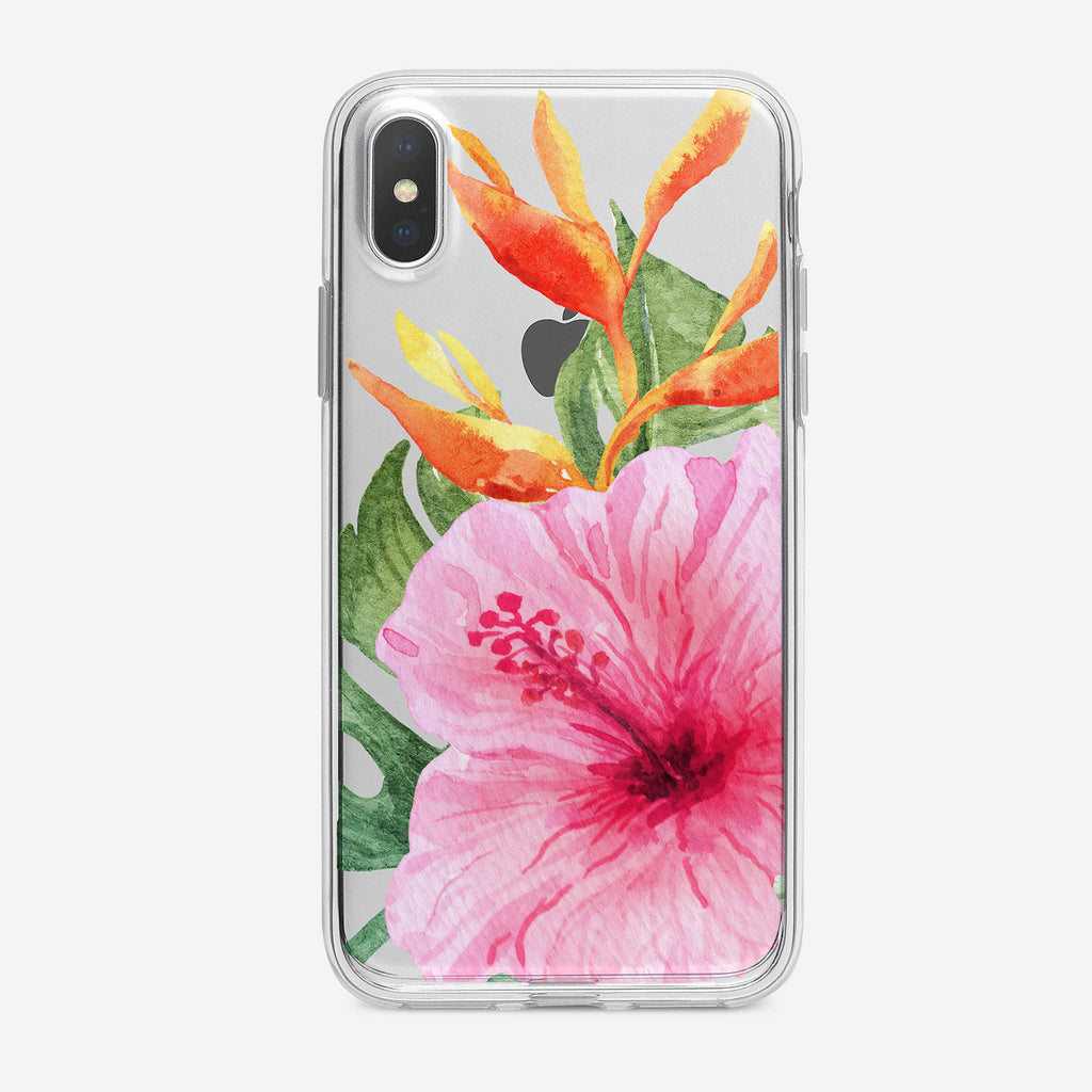 Pink Tropical Flower iPhone Case by Tiny Quail