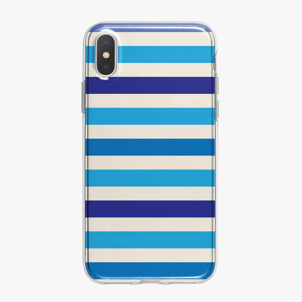 Ocean Blue Stripes Designer iPhone Case from Tiny Quail