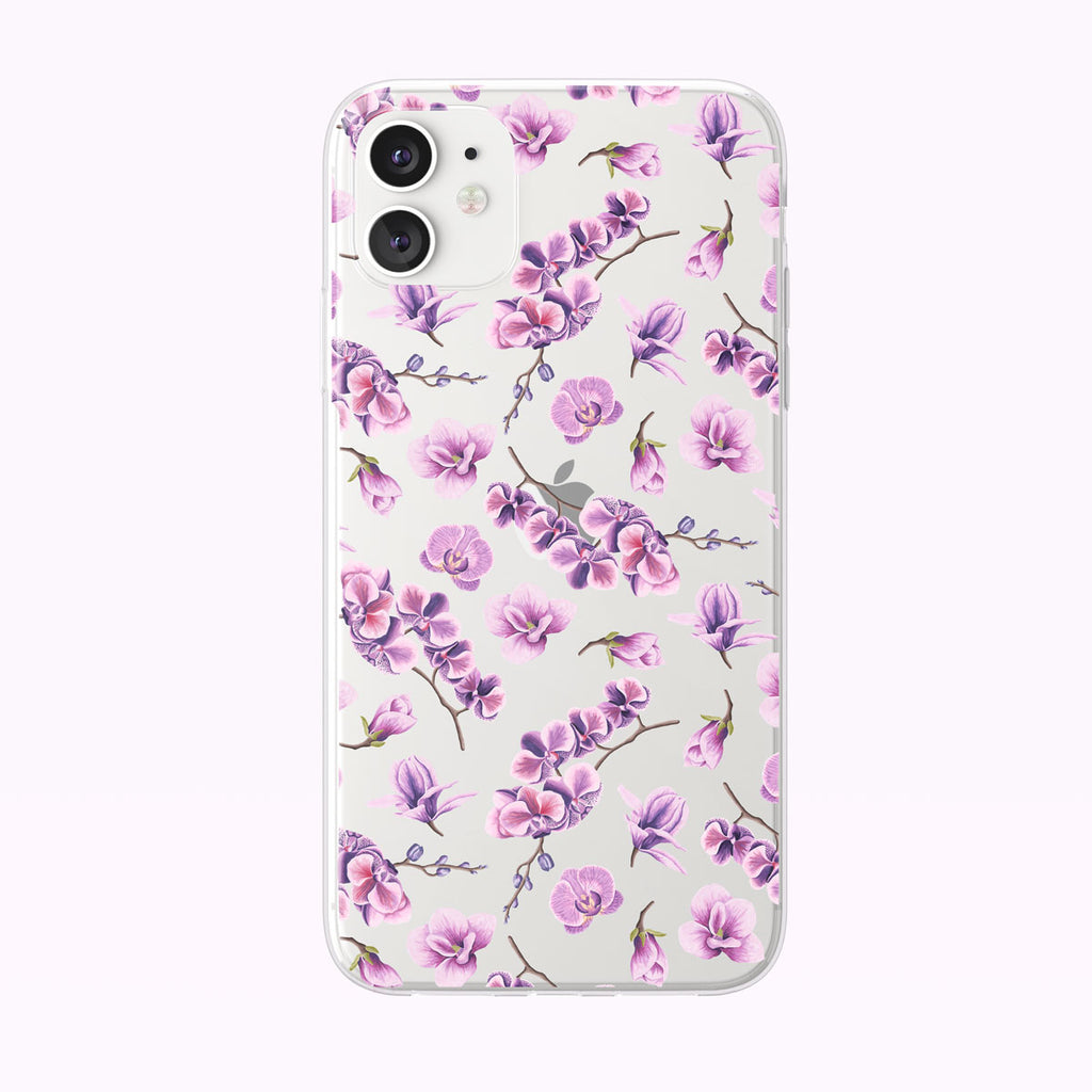 Pink Orchid Pattern Clear iPhone Case from Tiny Quail