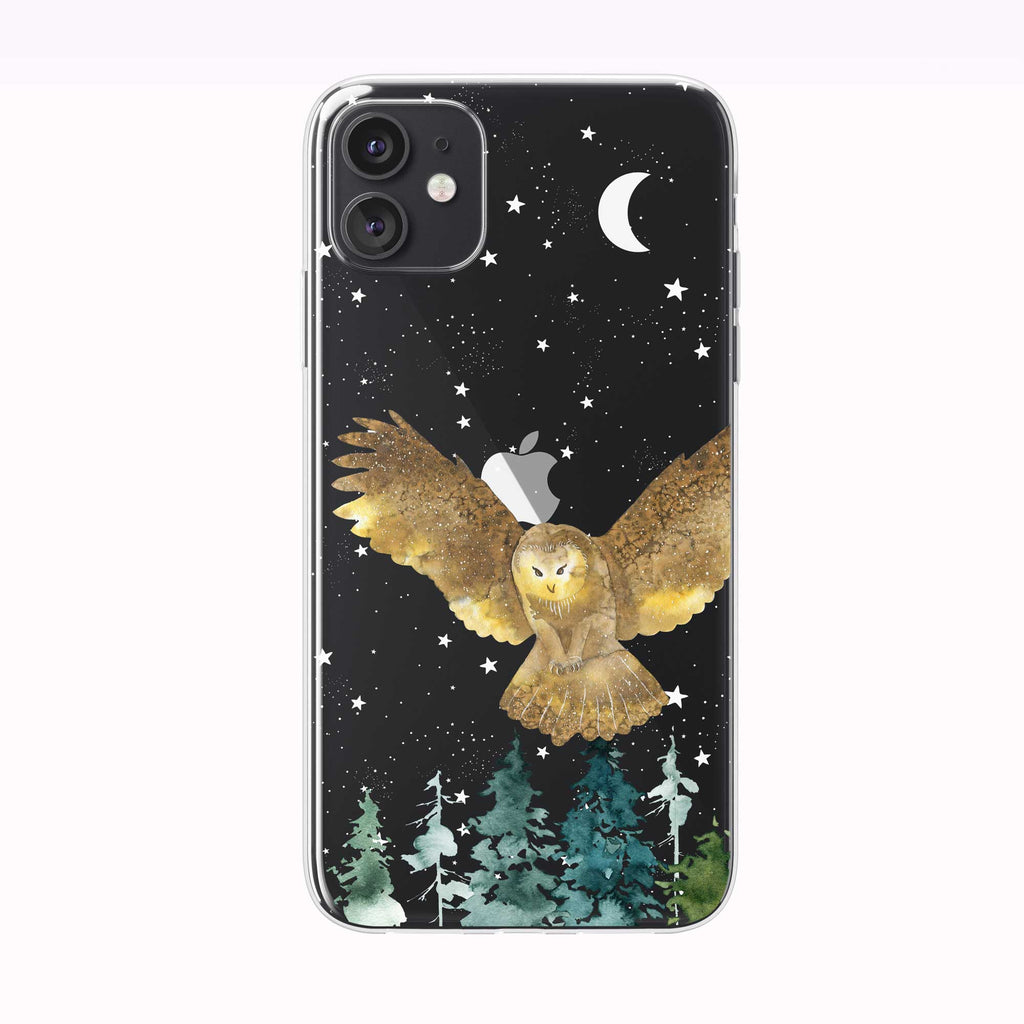 Flying Forest Owl Black iPhone Case from Tiny Quail
