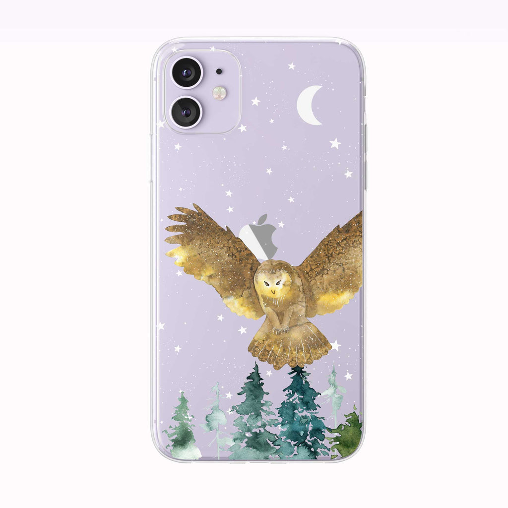 Flying Forest Owl Purple iPhone Case from Tiny Quail