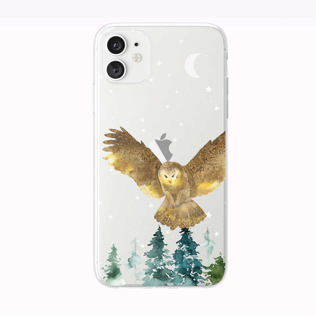 Flying Forest Owl White iPhone Case from Tiny Quail
