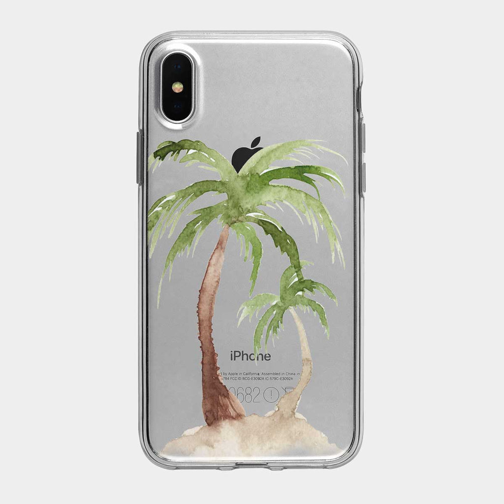 Watercolor Palm Tree Island Clear iPhone Case from Tiny Quail