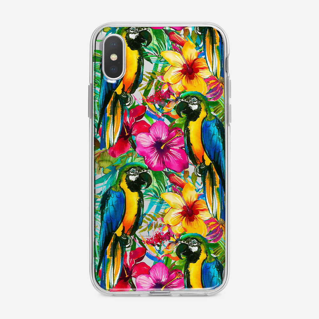 Tropical Parrot Pattern Clear iPhone Case by Tiny Quail