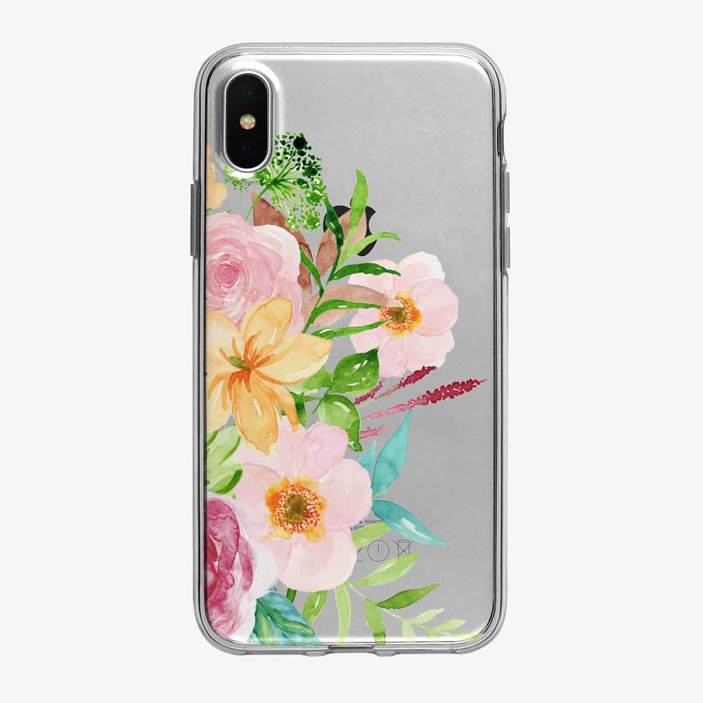Orange and Pink Summer Floral Clear iPhone Case from Tiny Quail
