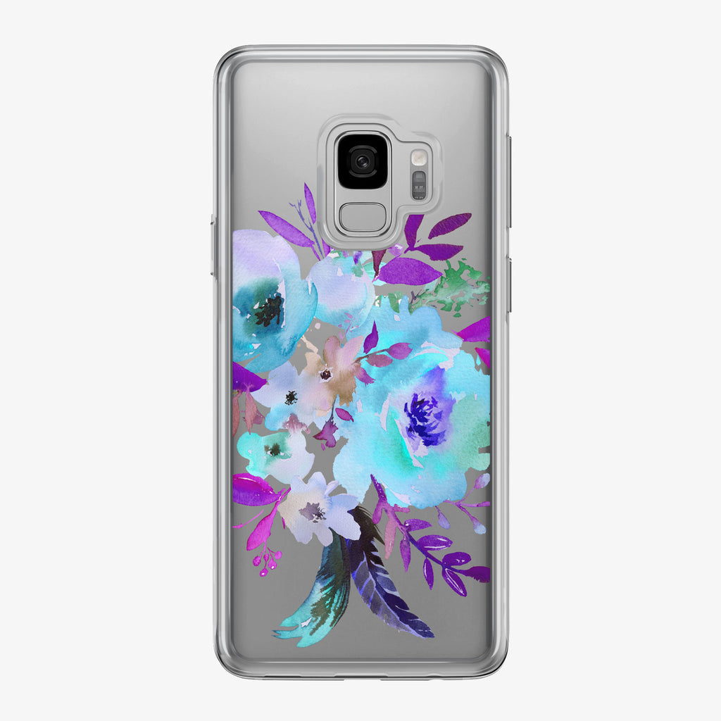 Pastel Blue Floral Bouquet Clear Samsung Galaxy Phone Case from Tiny Quail