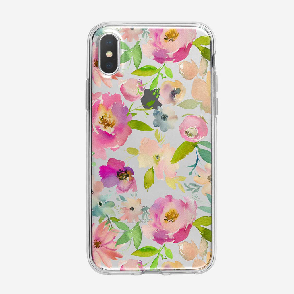 Lavish Floral Pattern Clear iPhone Case From Tiny Quail