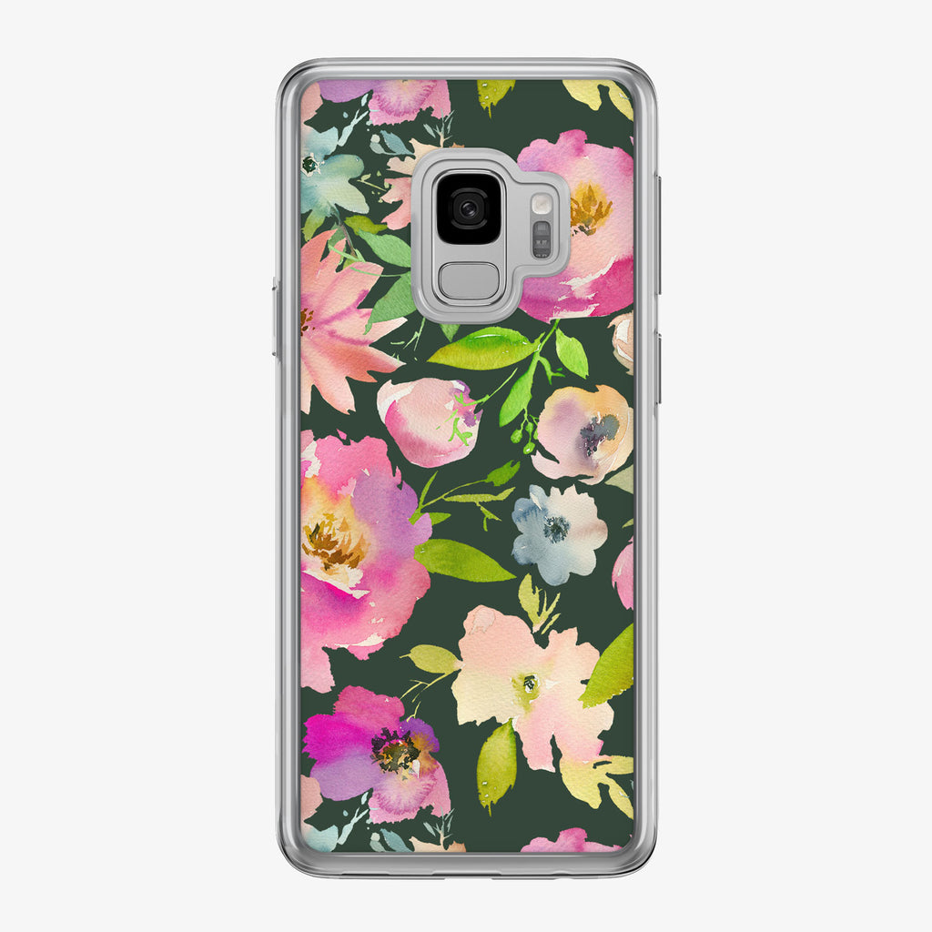 Pastel Floral on Black Samsung Galaxy Phone Case from Tiny Quail