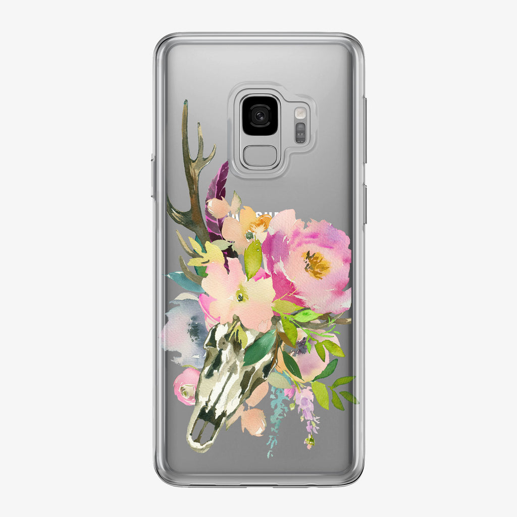 Pastel Skull Floral Clear Samsung Galaxy Phone Case from Tiny Quail