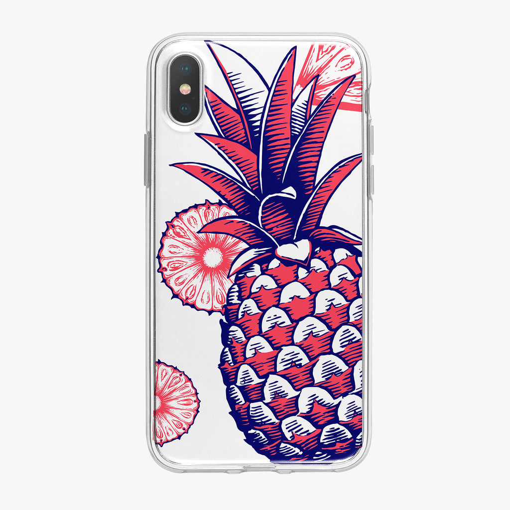 Patriotic Pineapple with red slices iPhone Case by Tiny Quail