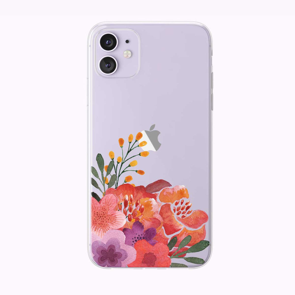 Peachy Garden Floral Corner Clear iPhone Case from Tiny Quail