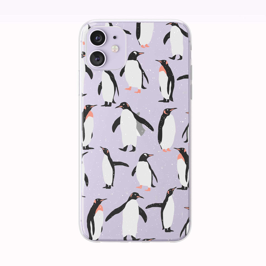 Cute Snowing Penguin purple iPhone Case from Tiny Quail