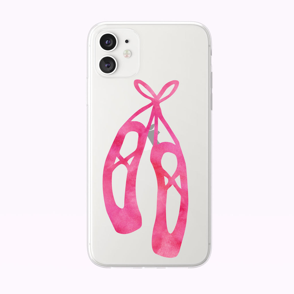 Watercolor Pink Ballet Slippers Clear iPhone Case from Tiny Quail