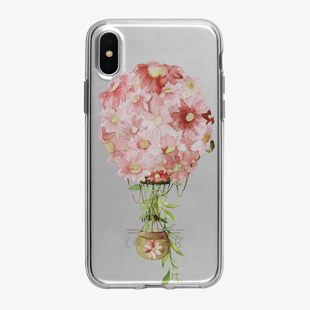 Pink Floral Hot Air Balloon Clear iPhone Case from Tiny Quail