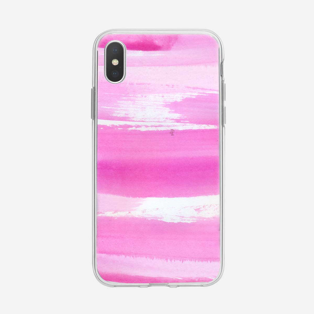 Abstract Pink Watercolor Stripes iPhone Case by Tiny Quail