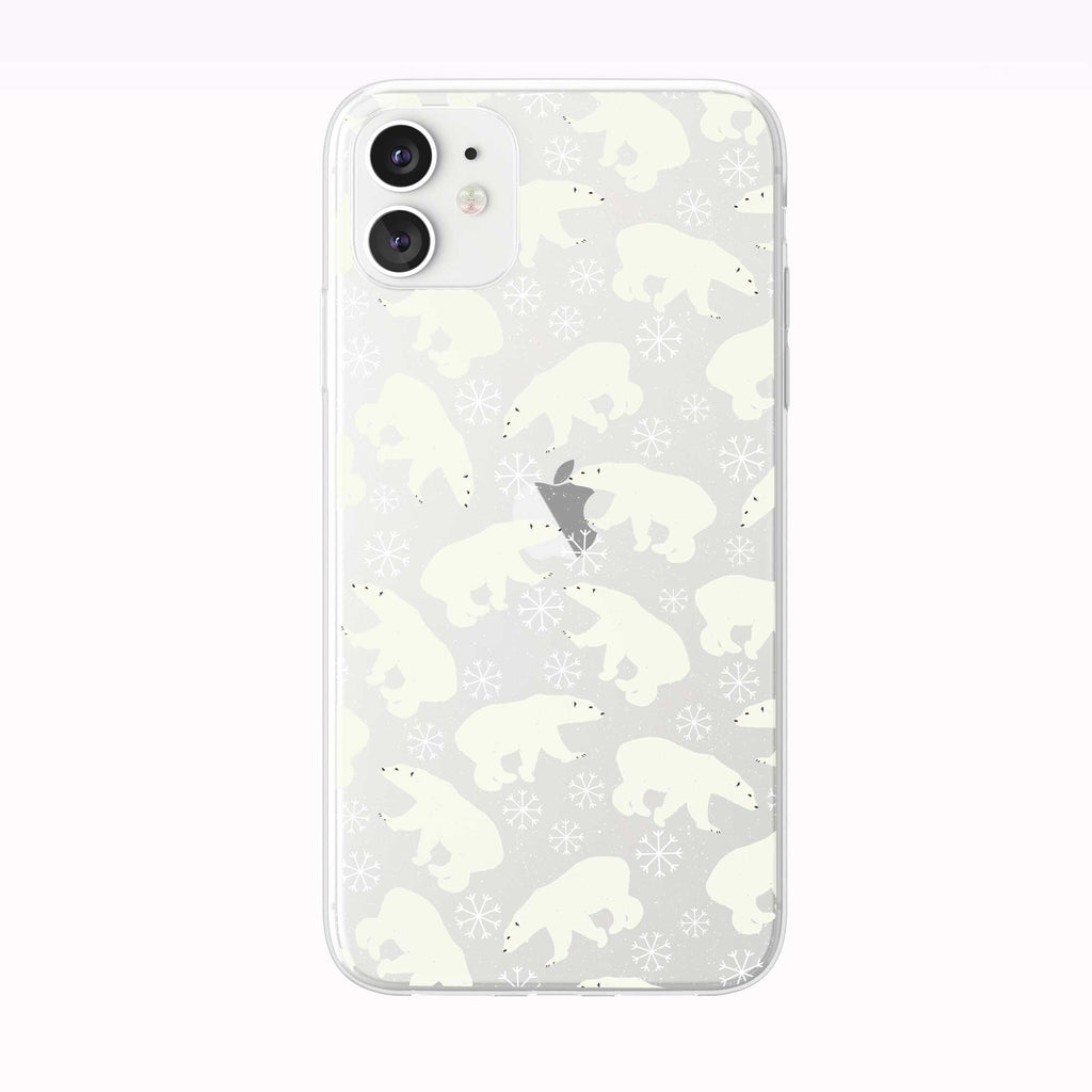 Polar Bear Snow Flake Pattern white iPhone Case from Tiny Quail