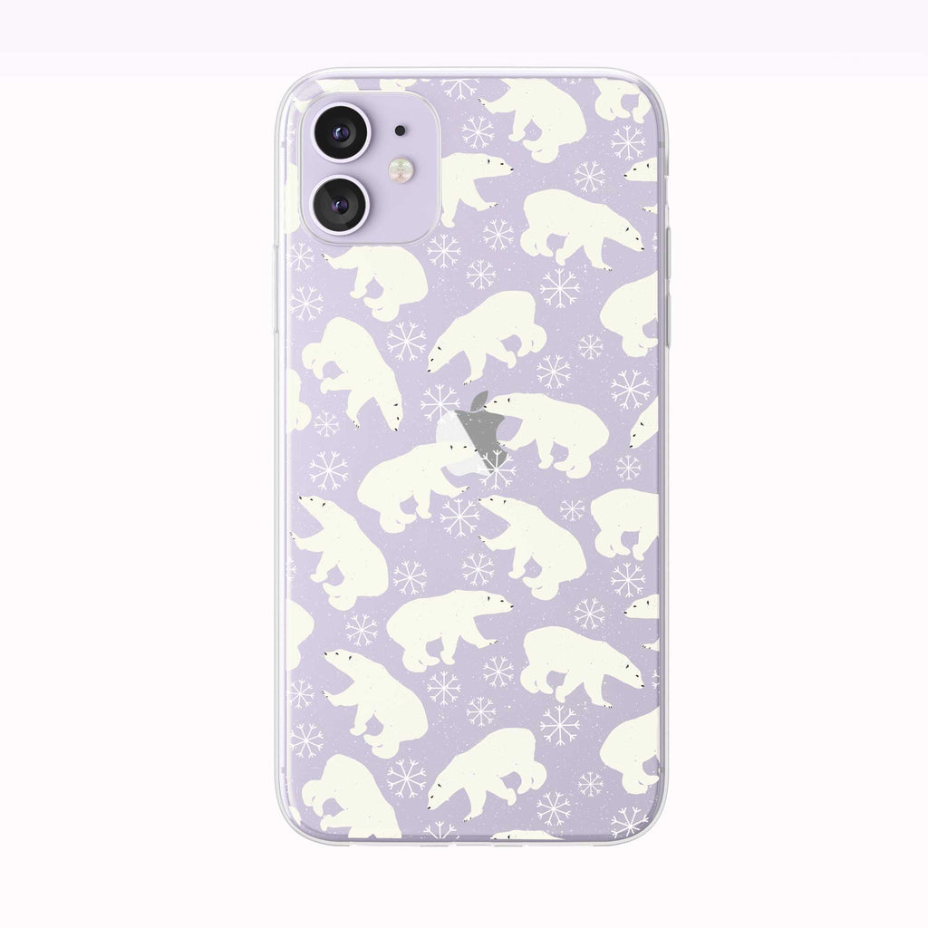 Polar Bear Snow Flake Pattern purple iPhone Case from Tiny Quail