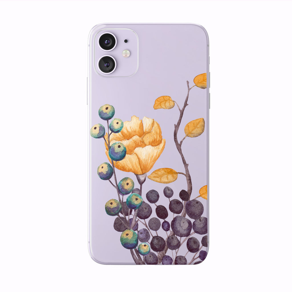 Pretty Fall Foliage Berries on purple iPhone Case from Tiny Quail