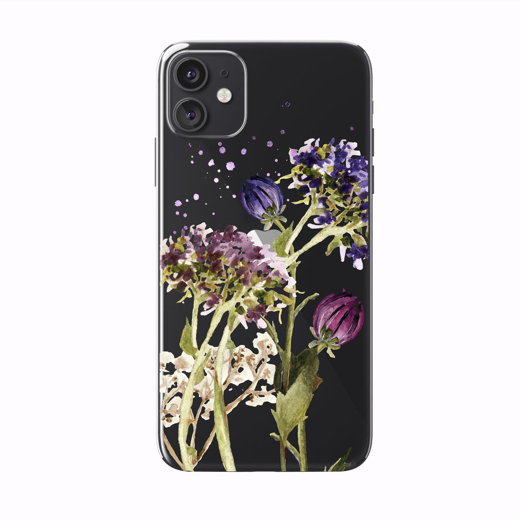 Pretty Fall Flowers on black iPhone Case from Tiny Quail