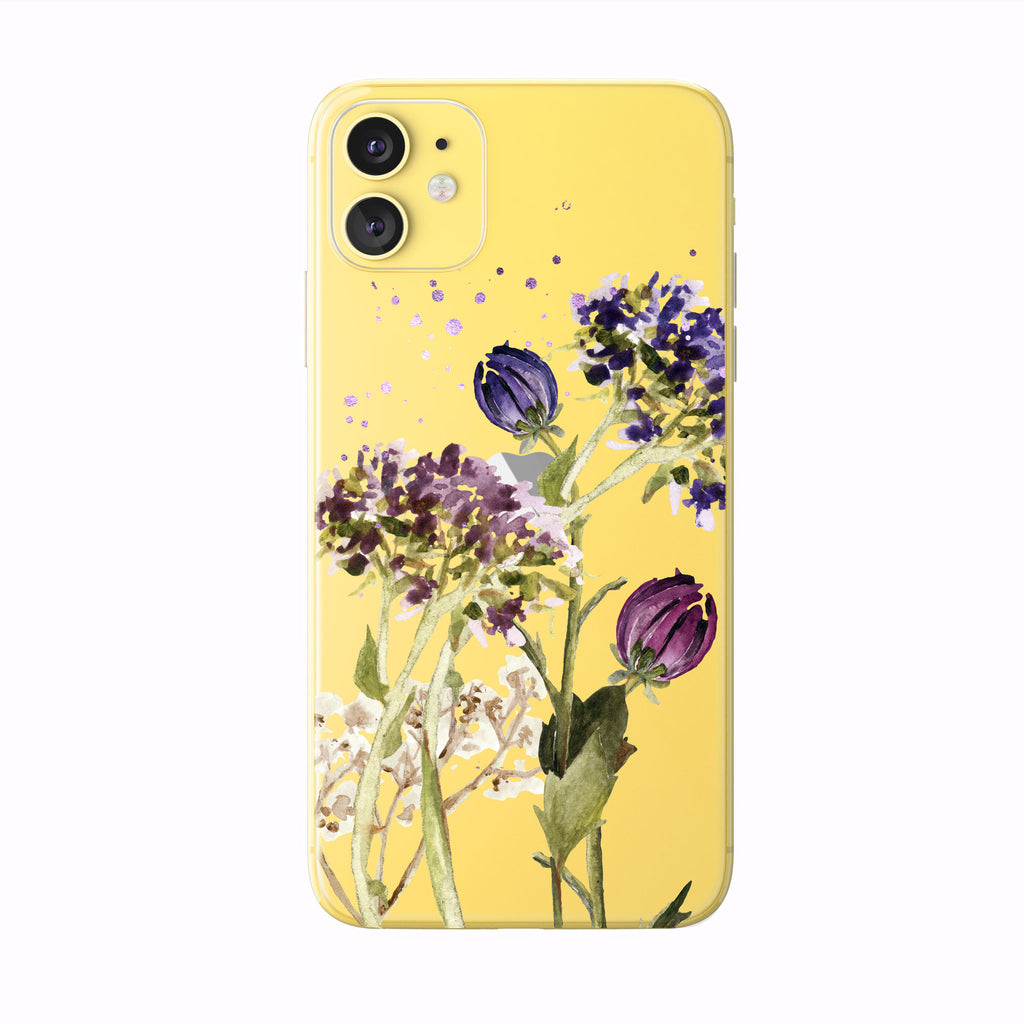 Pretty Fall Flowers on yellow iPhone Case from Tiny Quail
