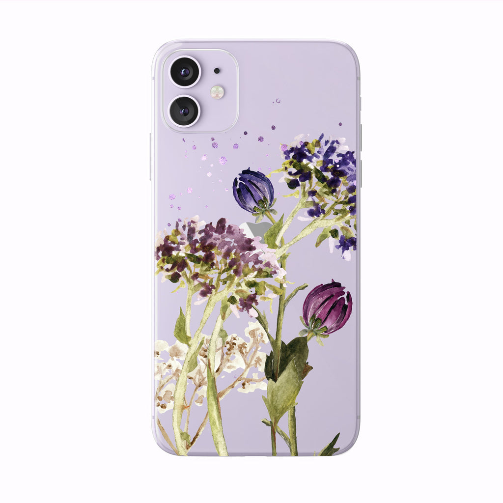 Pretty Fall Flowers on purple iPhone Case from Tiny Quail