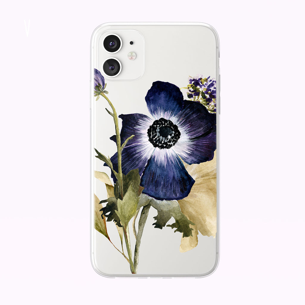 Pretty Purple Summer Anemone Clear iPhone Case from Tiny Quail