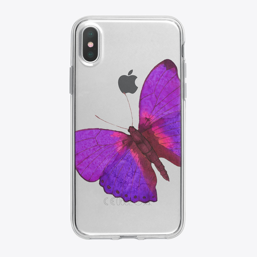 Bright Purple Butterfly iPhone Case by Tiny Quail
