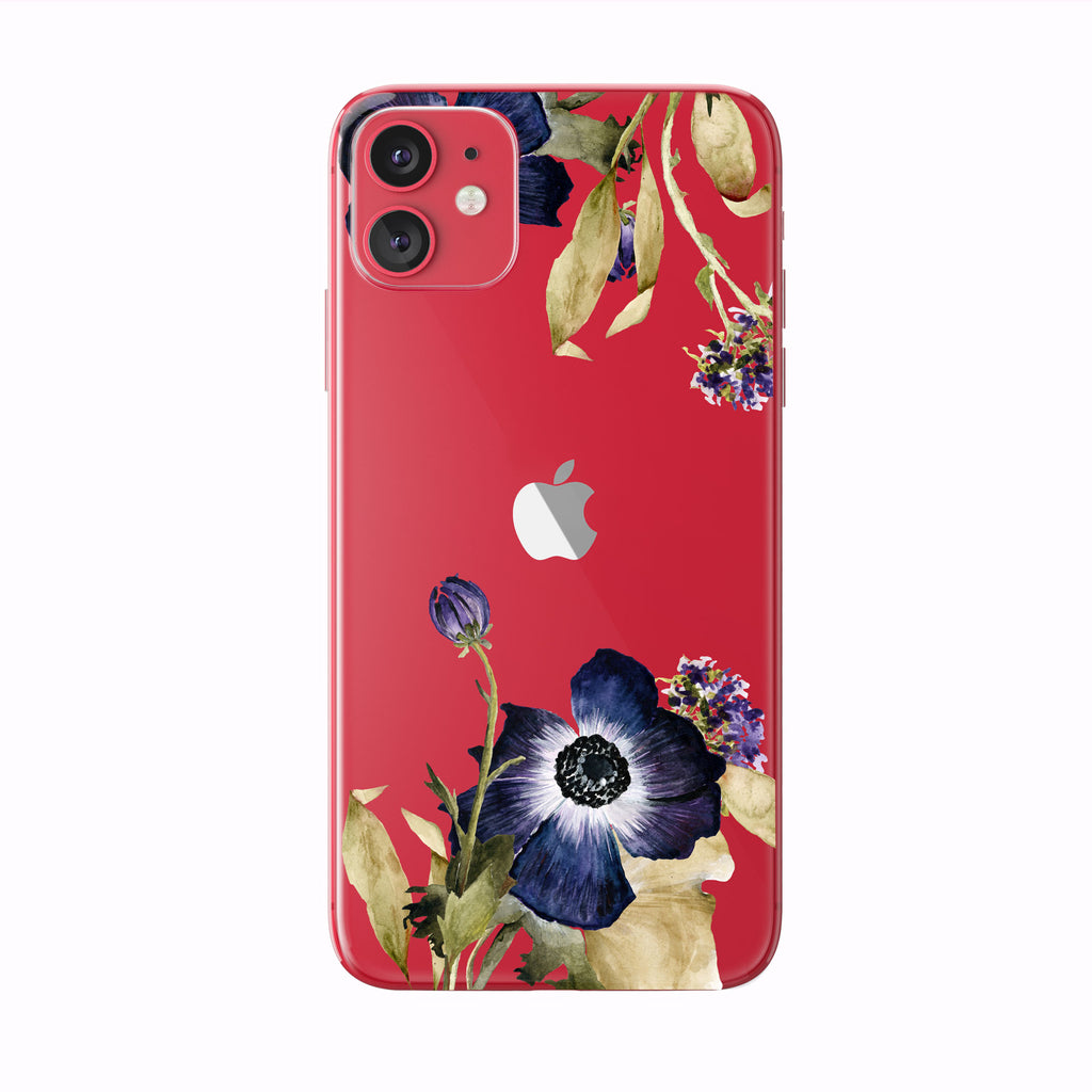 Purple Fall Anemone on red iPhone Case from Tiny Quail