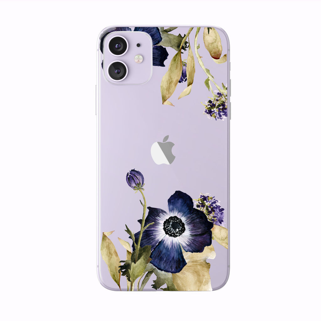 Purple Fall Anemone on purple iPhone Case from Tiny Quail