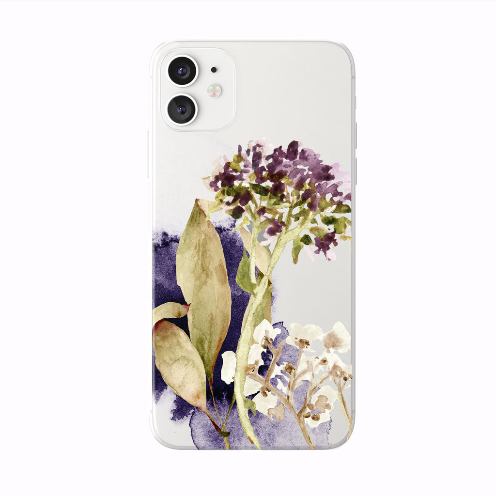 Purple Fall Watercolor Floral on White iPhone Case from Tiny Quail